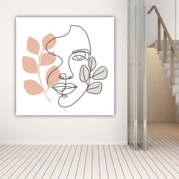 ToF Wanddecoratie vrouwengezicht met bladeren