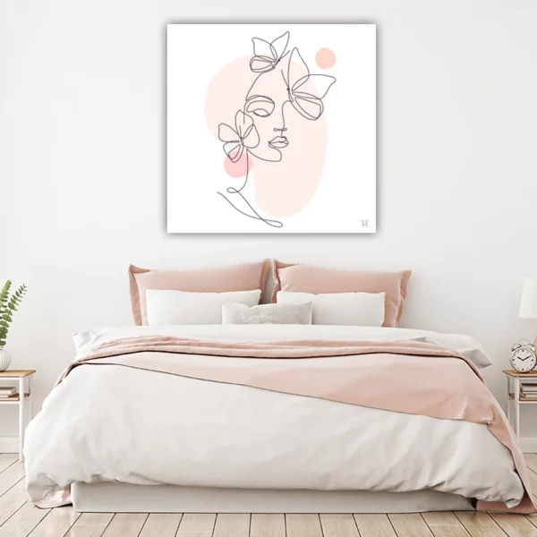 ToF Wanddecoratie vrouwelijk gezicht met vlinders