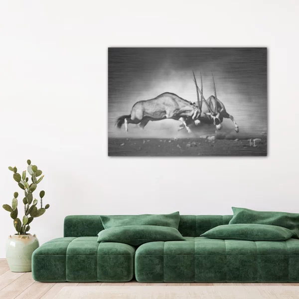 ToF Wanddecoratie dier gemsbokken duel zwart-wit