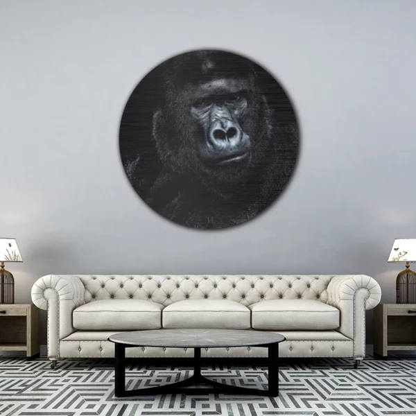 ToF Muurcirkel dieren zilverrug gorilla zwart-wit