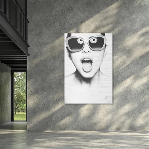 ToF Wanddecoratie vrouw schreeuwt het uit zwart-wit