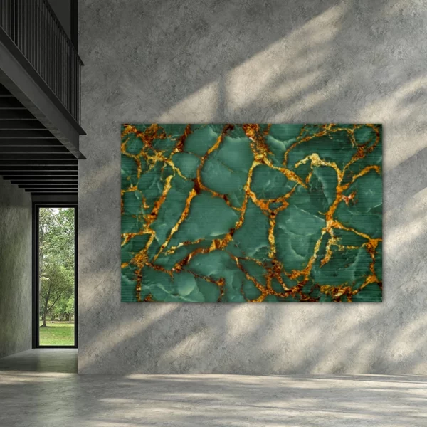 ToF Wanddecoratie natuur luxe donkergroene marmer textuur met gouden nerven