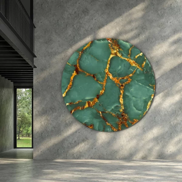 ToF Behangcirkel natuur luxe donkergroene marmer textuur met gouden nerven
