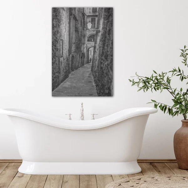 ToF Wanddecoratie steden oud steegje in Toscane zwart-wit