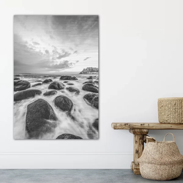 ToF Wanddecoratie landschap Noorse zee zwart-wit