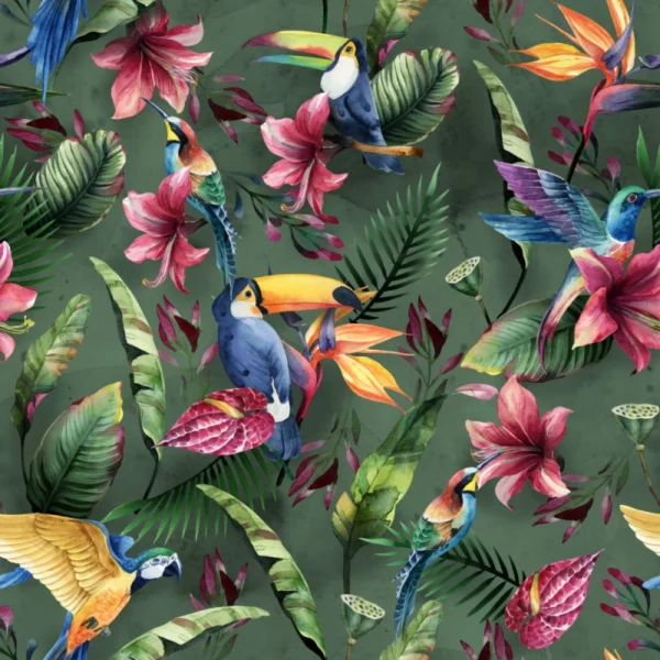 ToF Behang bloemen en vogels diverse soorten illustratie