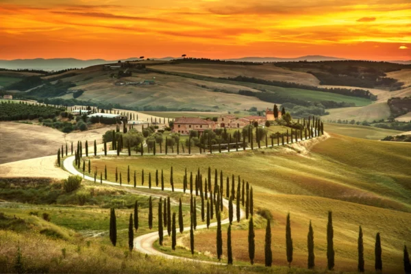 ToF Fotobehang Italiaans landschap Toscane, Italië