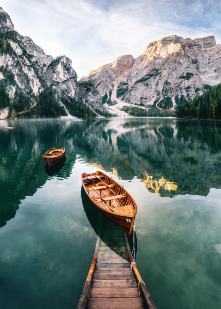 ToF Fotobehang landschap Pragser Wildsee, Italië