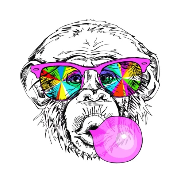 ToF Behang aap getekend met bril