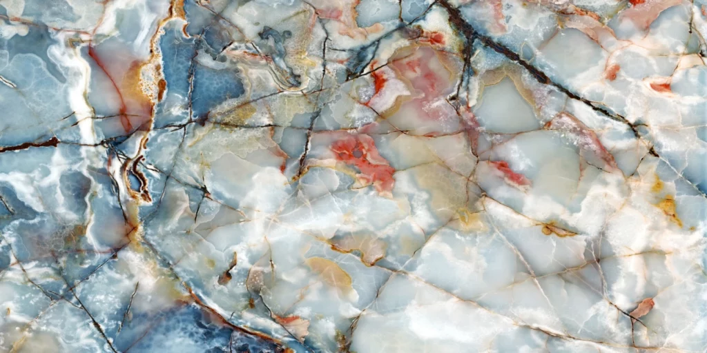 ToF Behang marmer blauw, rood en goud