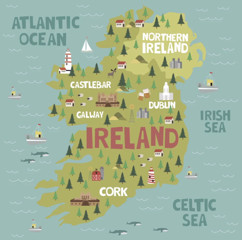 ToF Behang landkaart getekende kaart van Ierland