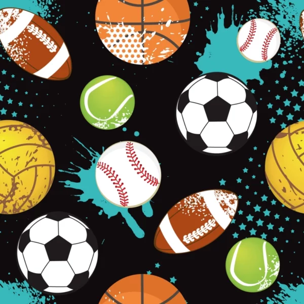 ToF Behang sport patroon voetbal-, honkbal- en rugbyballen