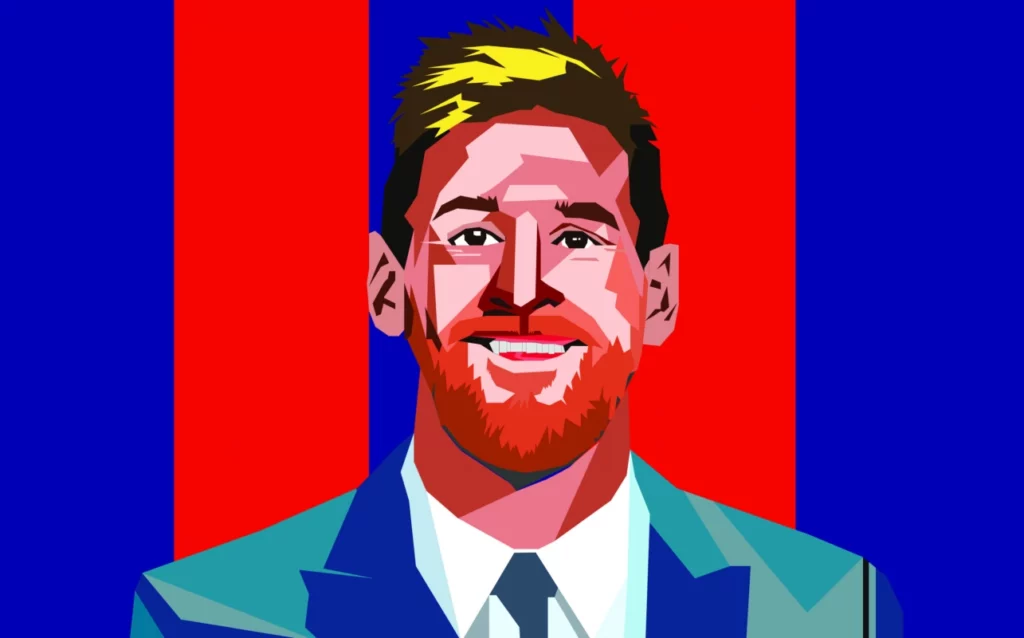 ToF Behang mensen Lionel Messi getekend Barcelona kleuren