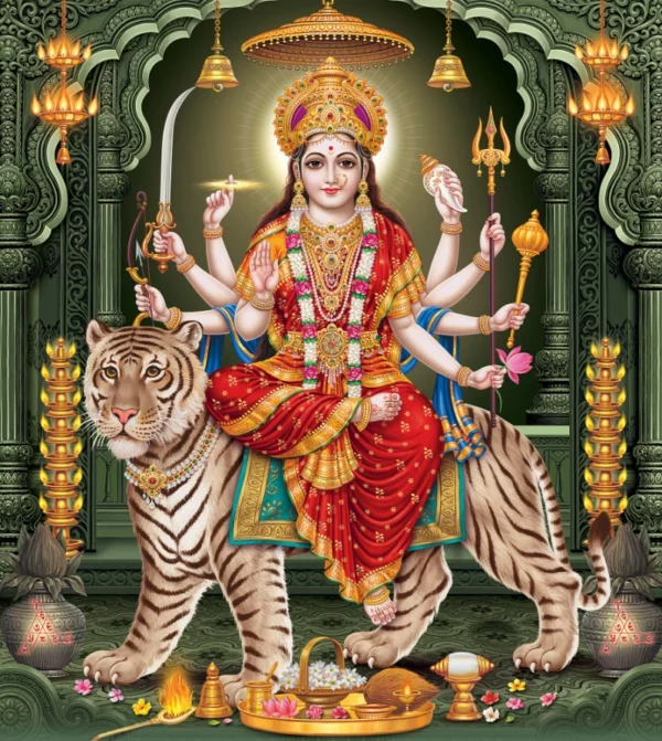 ToF Fotobehang cultuur Durga Mata met kleurrijke achtergrond