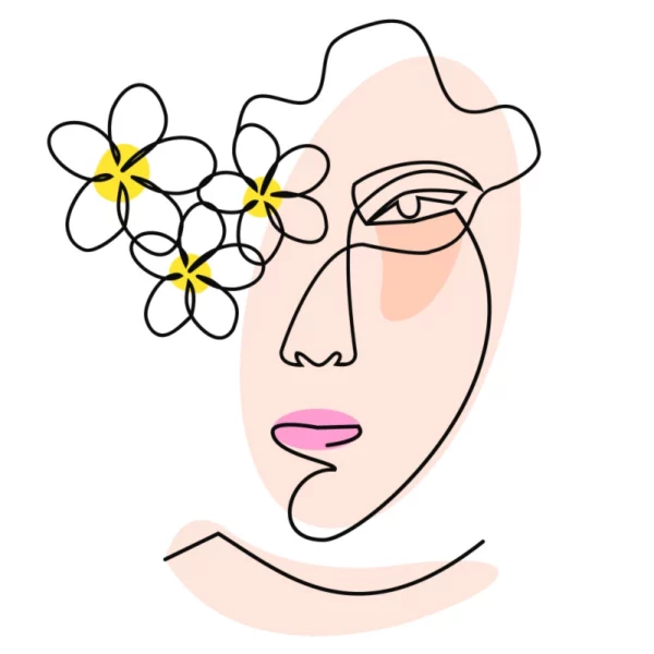 ToF Behang kunst illustratie vrouw met bloemen
