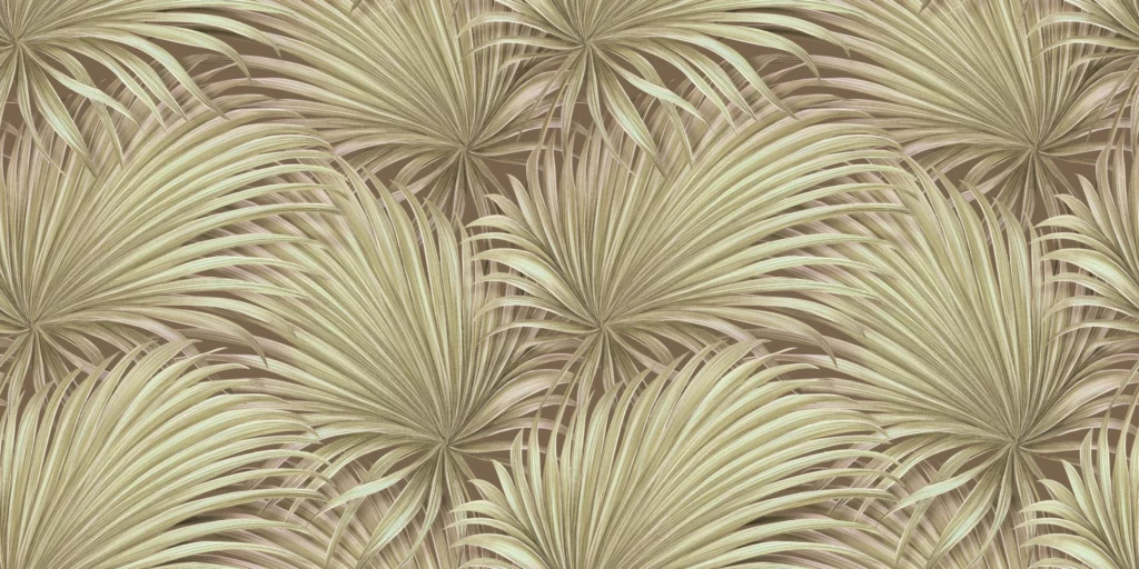ToF Behang palmbladeren met natuurlijke beige kleuren