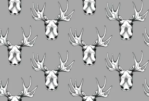 ToF Behang dier illustratie elanden op grijze achtergrond