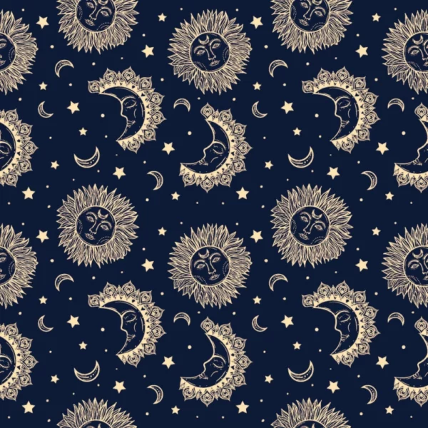 ToF Behang bohemian boheems patroon met zon, maan en sterren