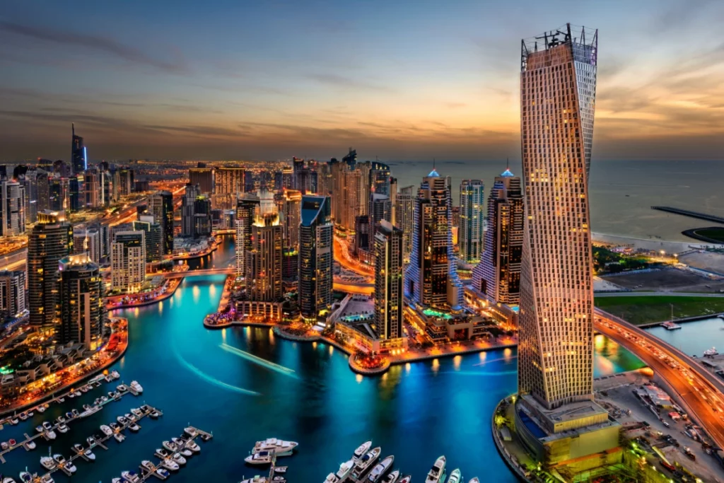 ToF Fotobehang skyline Dubai stad