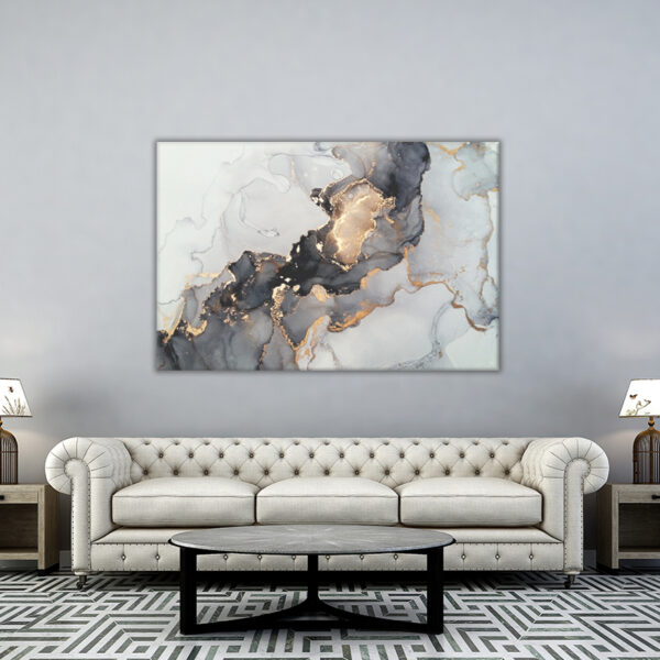ToF Wanddecoratie natuur luxe marmer met zwart en goud