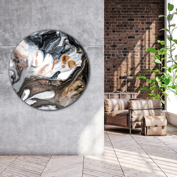 ToF Muurcirkel natuur abstract met marmereffect